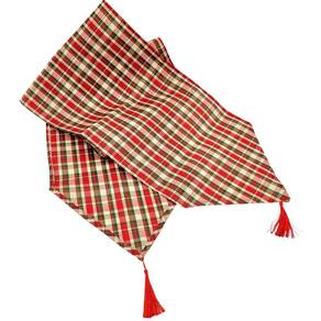 Trilho De Mesa Vermelho Xadrez 32X180Cm Mesa Posta De Natal
