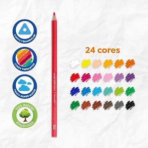 Lápis de Cor Mega Colorido Tris - 24 Cores Incríveis