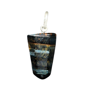 Colar Pontinha Pedra Olho de Falcão Montagem Pino Prata 950