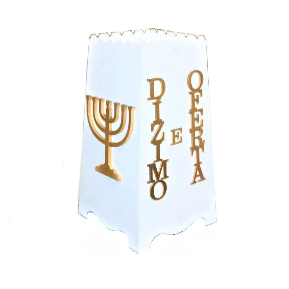 Gazofilácio Dízimos E Ofertas Igreja Em Mdf Menorá Branco