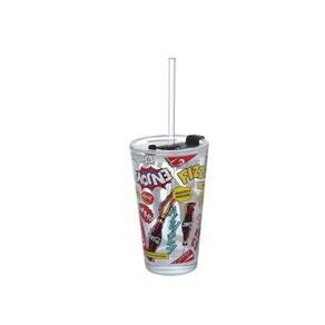 Copo para Drink de Vidro com Canudo Coca 450ml Transparente
