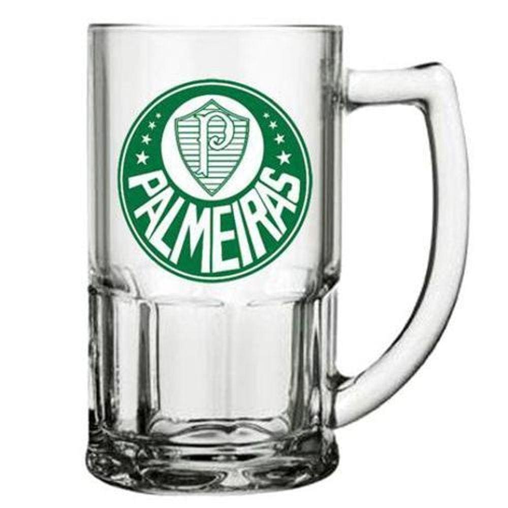 Caneca De Vidro Palmeiras 340Ml Allmix - Verde/Branco
