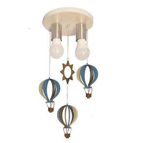 Lustre Luminária Infantil Balão Bronze E Rosa 20X47