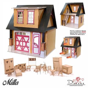 Kit Casa Boneca Escala Barbie Garagem Milla Eco 18 Mov Ec