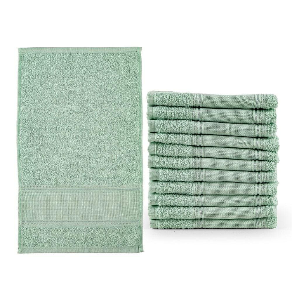 Kit 12 toalhas de lavabo social verde caribe