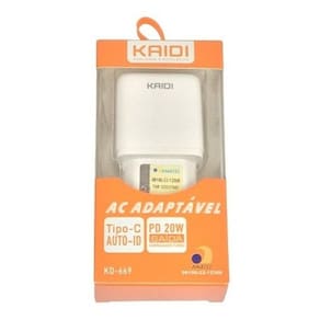 Carregador Turbo Tipo C Kaidi KD-669 20W - Branco