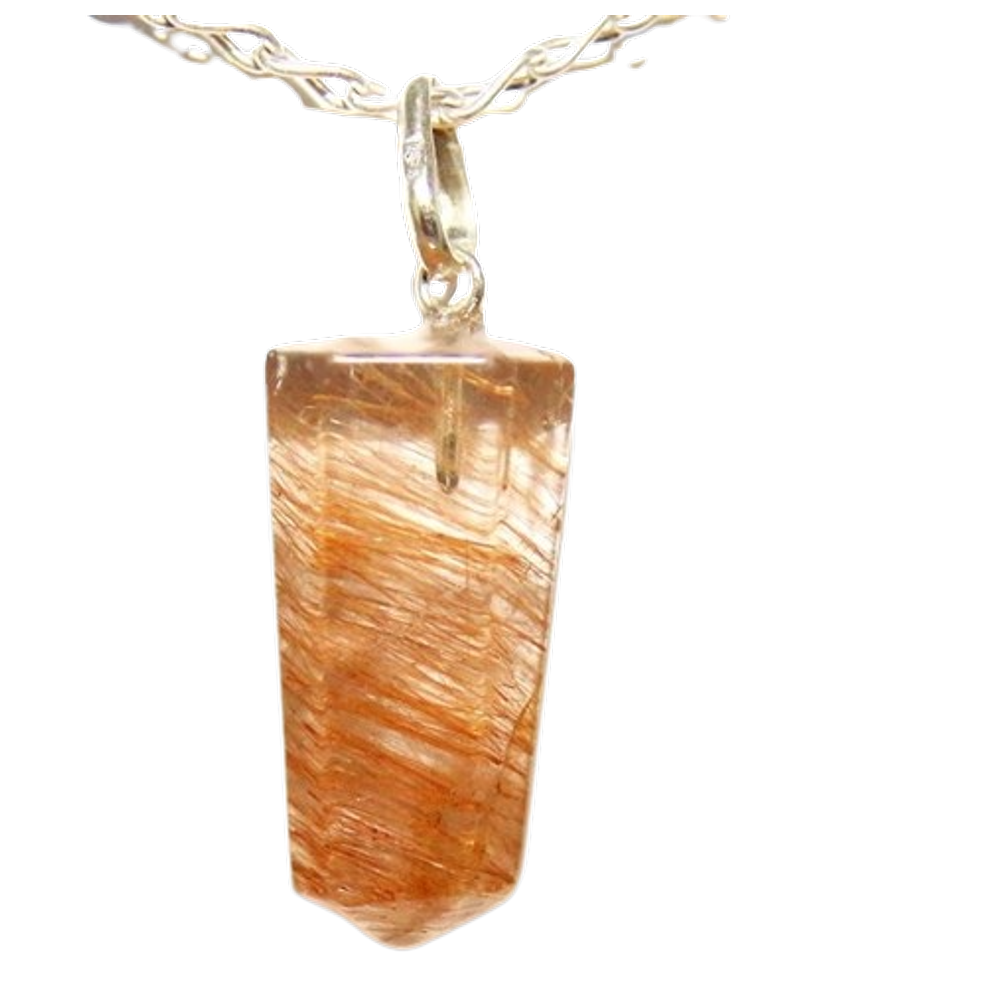 Colar Pontinha Rutilo Natural Montagem Pino Prata 950