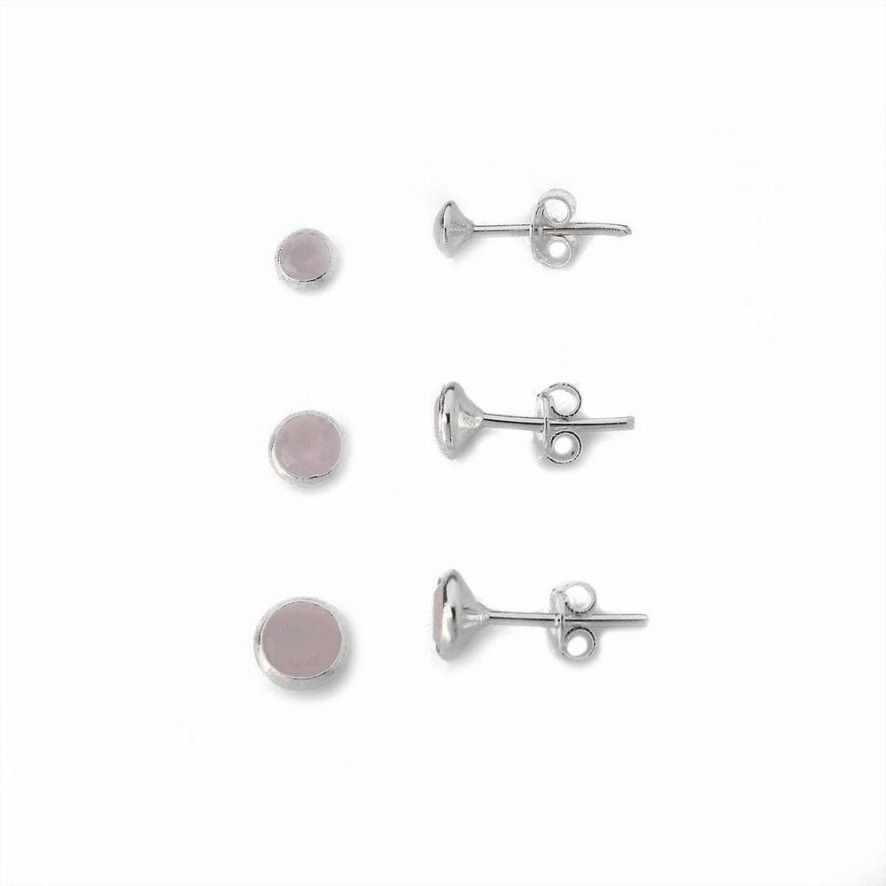 Kit Trio De Brincos Ponto De Luz Prata 925 Rosa