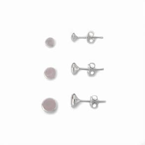 Kit Trio De Brincos Ponto De Luz Prata 925 Rosa