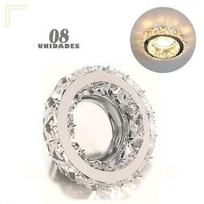 8 Spot Cristal Embutir Inox Redondo K9 Mr16 Corredor Lup70