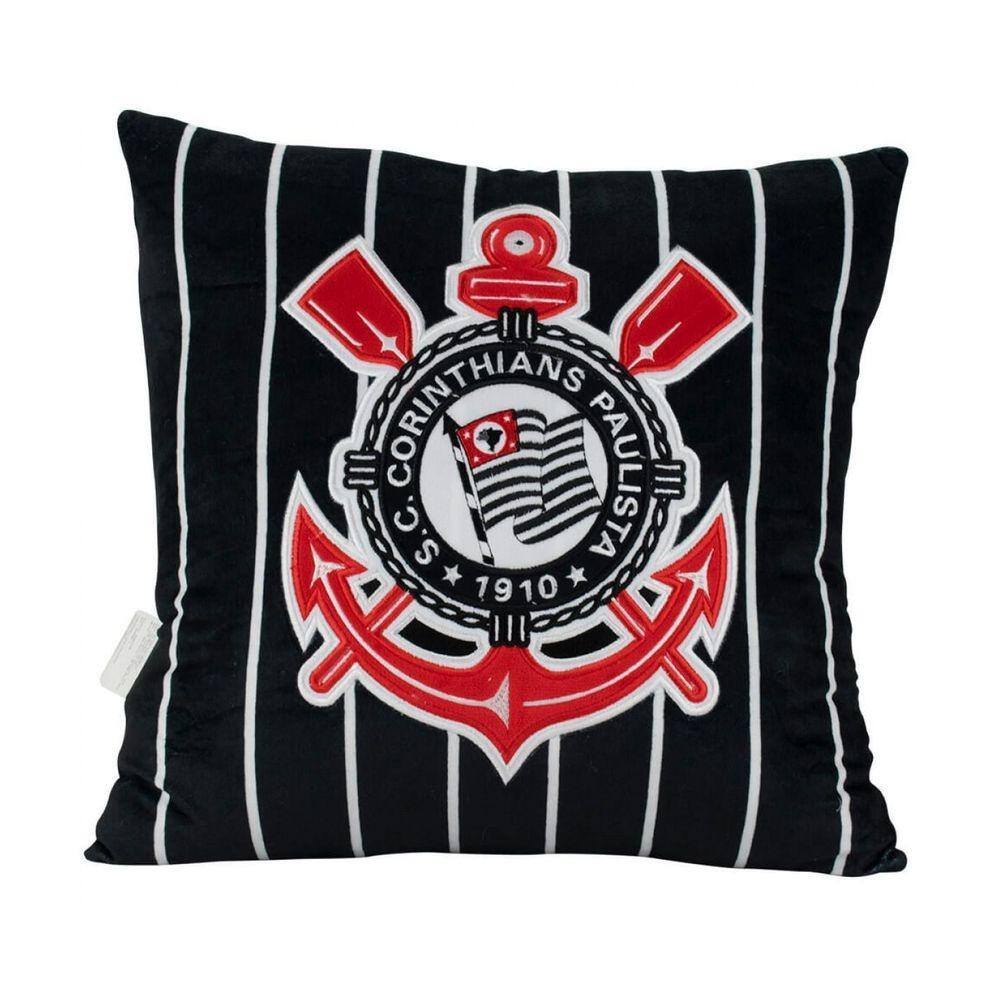 Almofada Quadrada Escudo Time 36X36Cm - Corinthians