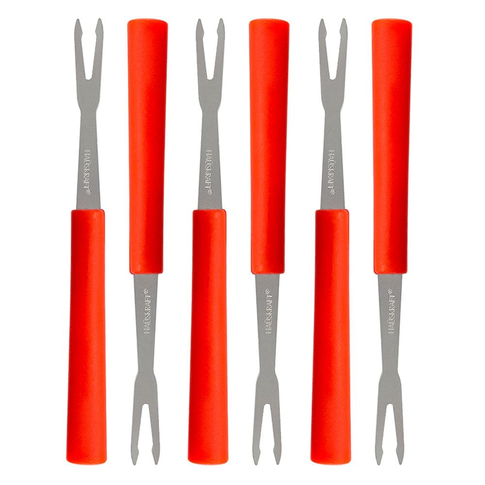 Conjunto Garfos Petiscos Vermelho 6 Peças 13 Cm Hauskraft