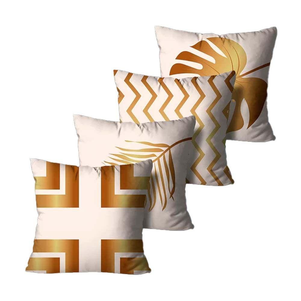 Kit 4 Capas de Almofadas Decorativas Geometrico Bege 45x45