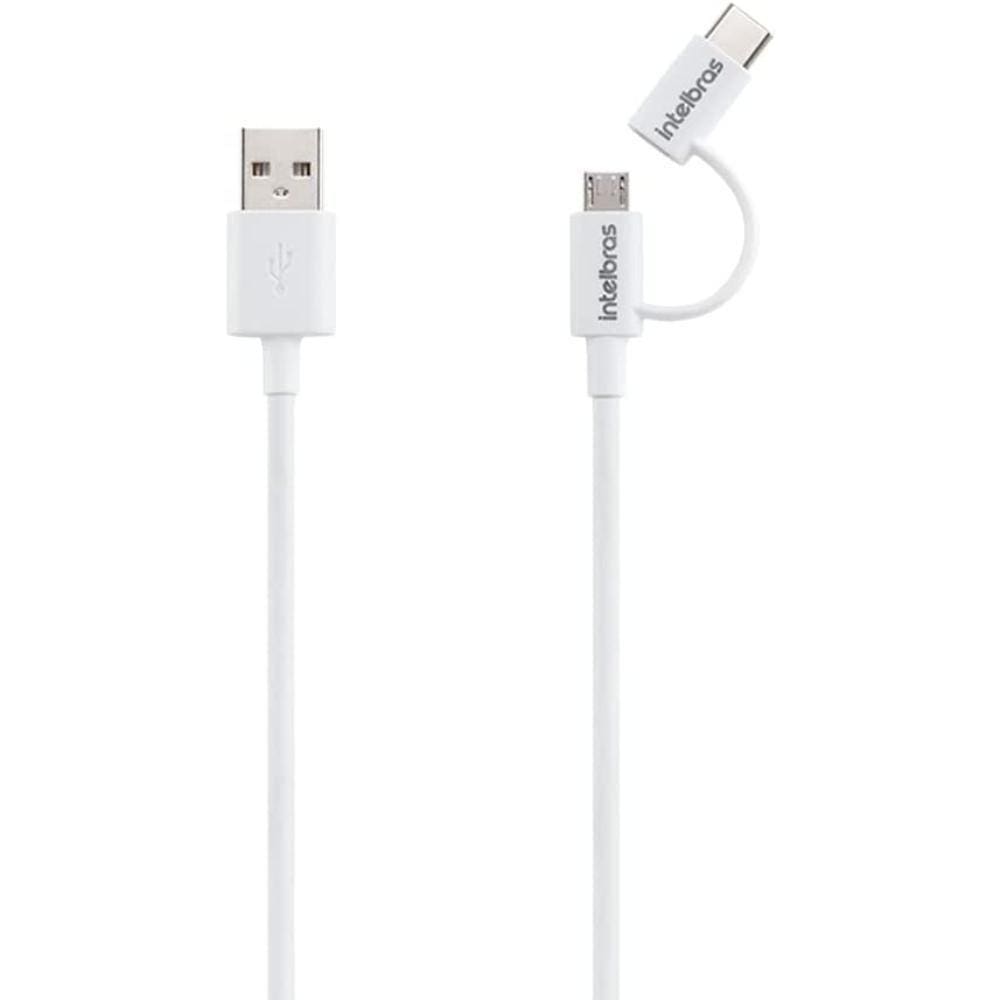 Cabo Usb X Micro Usb+Usb Tipo C 1.2M Intelbras - Branco