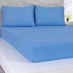 Capa Protetora Colchão Solteiro Azul Com Elástico Anti-Ácaro