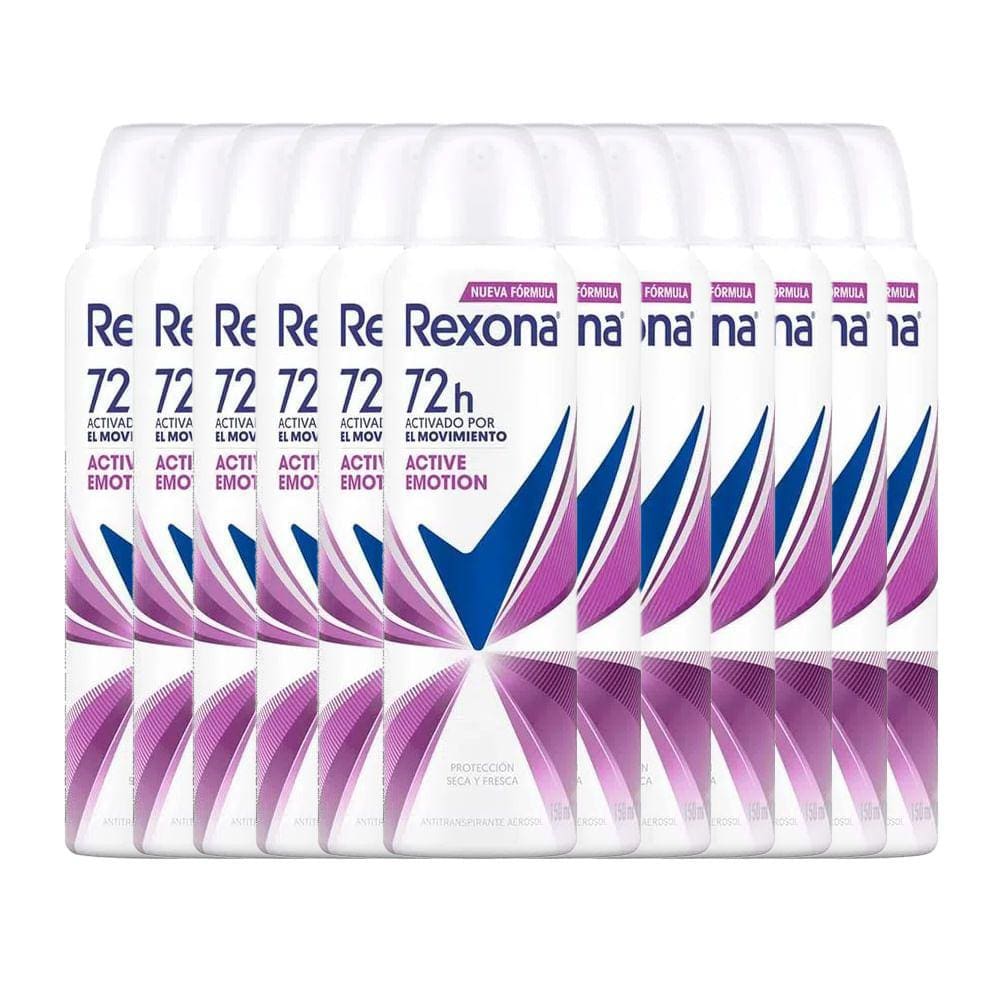 Kit Desodorante Aerosol Rexona Active Emotion 150ml - 12 Unidades