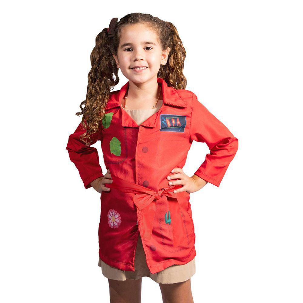 Fantasia DPA Flor Jaleco Vermelho Infantil Tamanho M (5 a 8 anos)