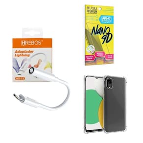 Capa Samsung A03Core + Adaptador P2 P Tipo C + Película 9D