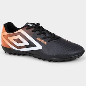 Chuteira Society Umbro Warskin Unissex - Preto e Laranja