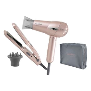 Kit Secador+Prancha Britânia Rose Gold+Bivolt+Necessaire