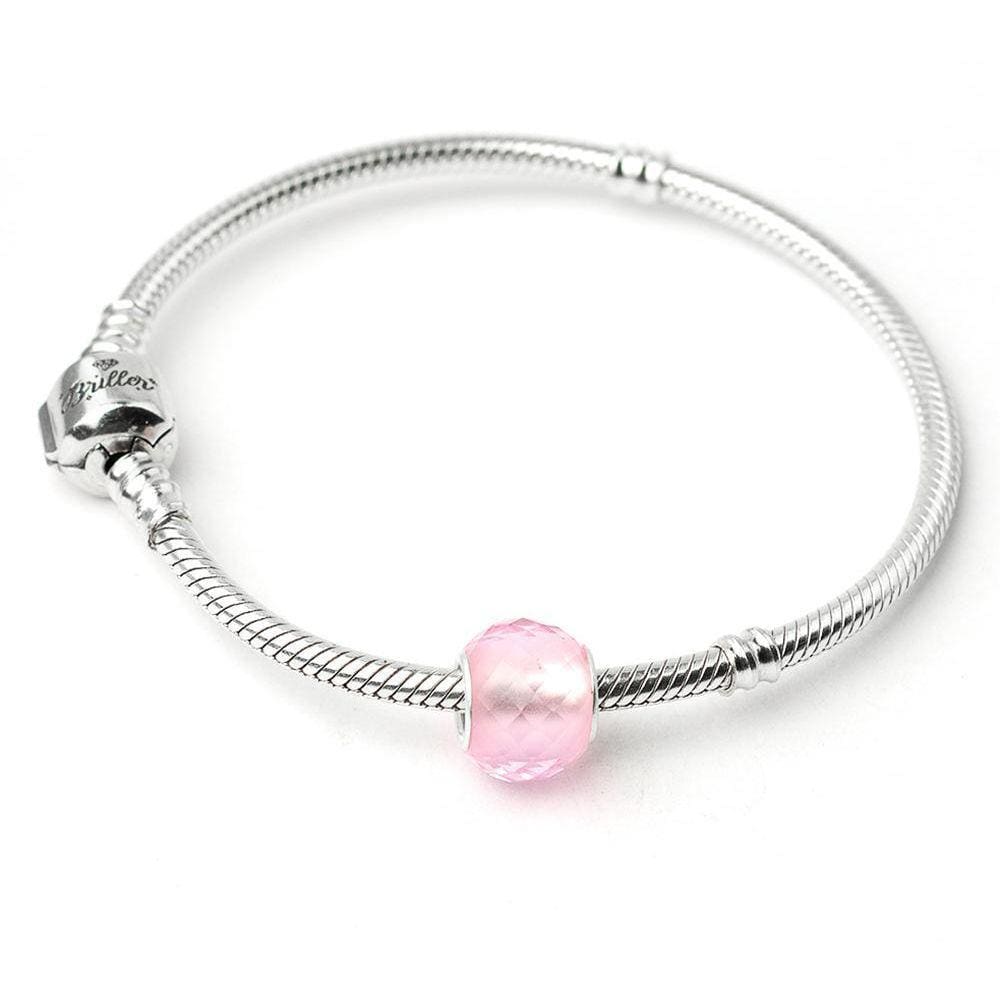 Berloque Mundo Briller Estilo Murano Rosa Prata