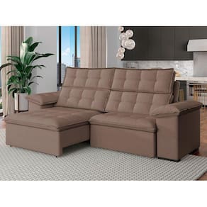 Sofá 4 Lugares Retrátil Reclinável 270cm Denver Avelã
