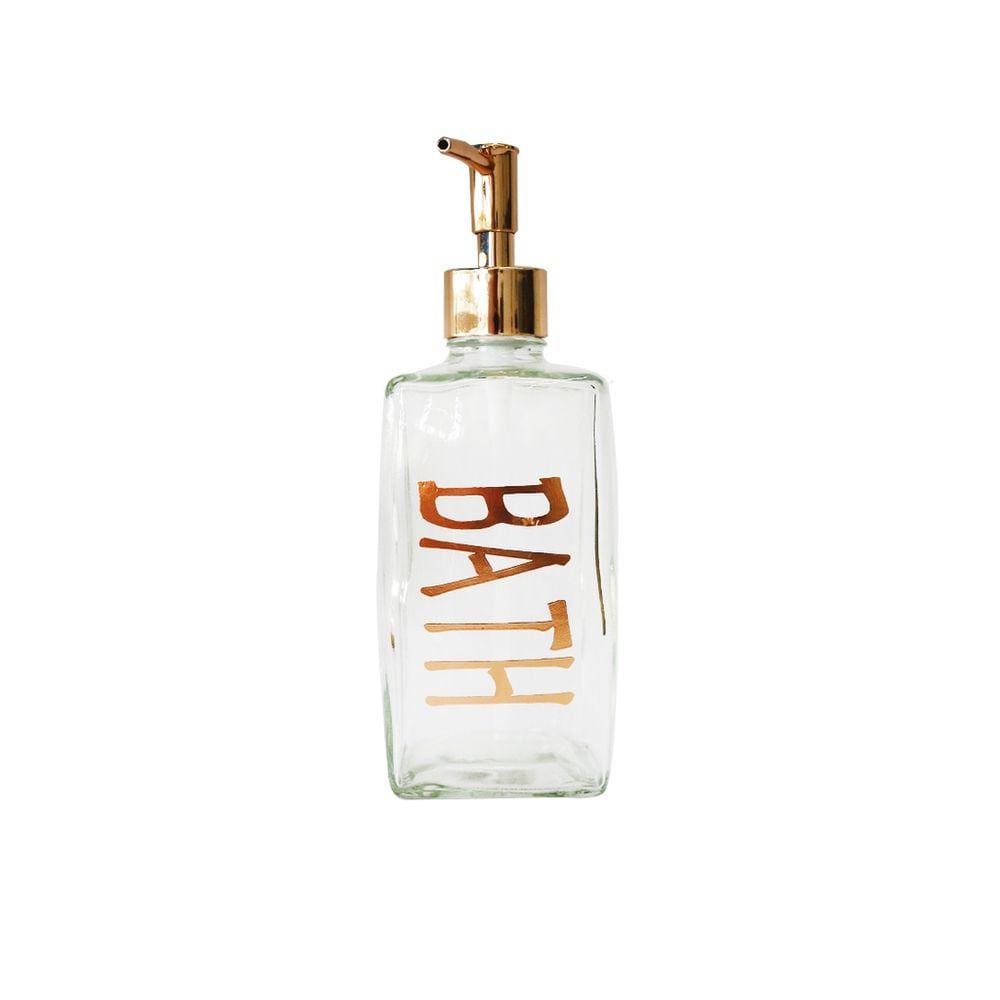 Porta Sabonete Líquido De Vidro Detalhes Gold Rose 500ml