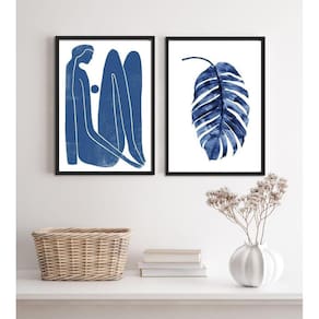 Quadros Arte Moderna Minimalista Azul 24x18cm c/ Vidro