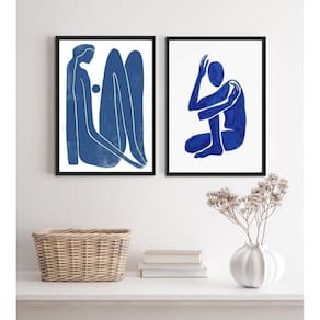 Quadros Nú Artístico Abstrato Azul 33x24cm - Moldura Preta