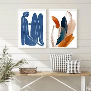 Quadros Arte Moderna Azul Terracota - 45x34cm