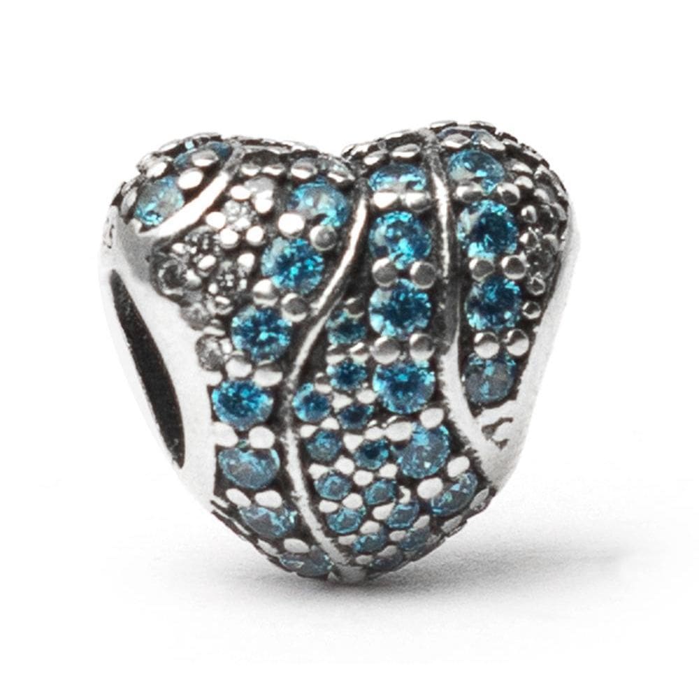 Berloque Mundo Briller Separador Pavê Coração Azul Prata