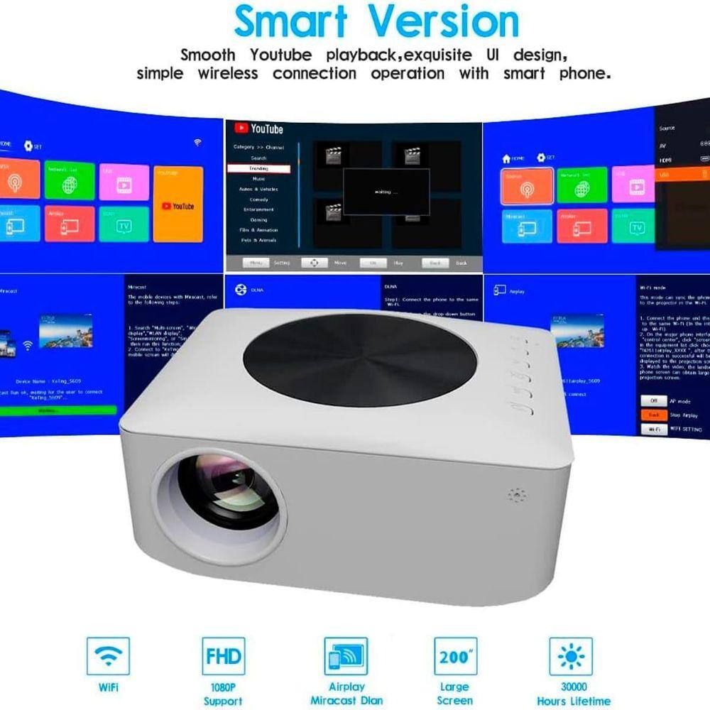 Projetor Yt 400 Hd Mini 4K Portátil 3000 Lumens 1080P