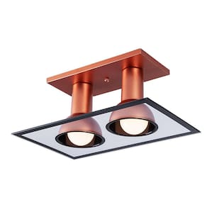 Luminária Teto Plafon Sobrepor Cobre 02 Lâmpadas E27 Vidro