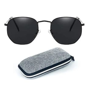 Óculos De Sol Hexagonal Preto Lentes Uv 400