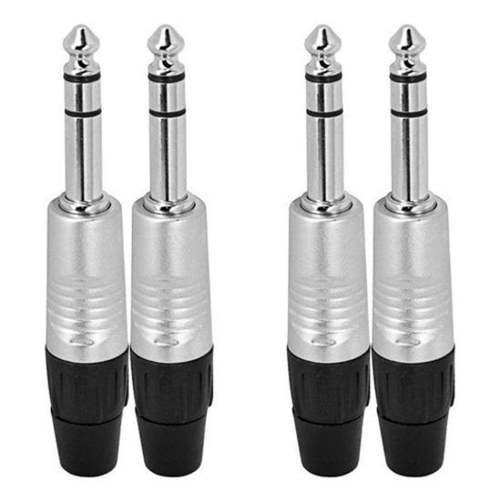 Kit 4 Plug P10 Stereo Metal Niquelado 180 Rp3C Rean Neutrik
