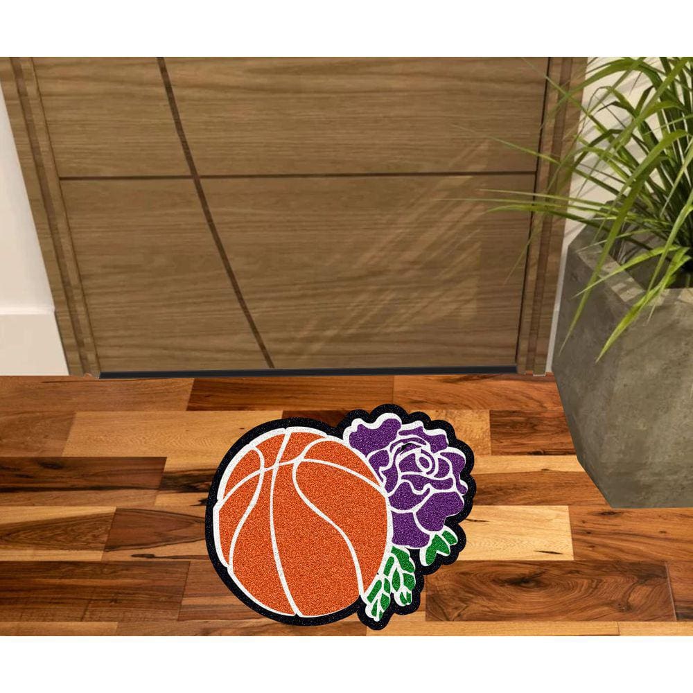 Tapete Bola De Basket E Flor Para Decoração.
