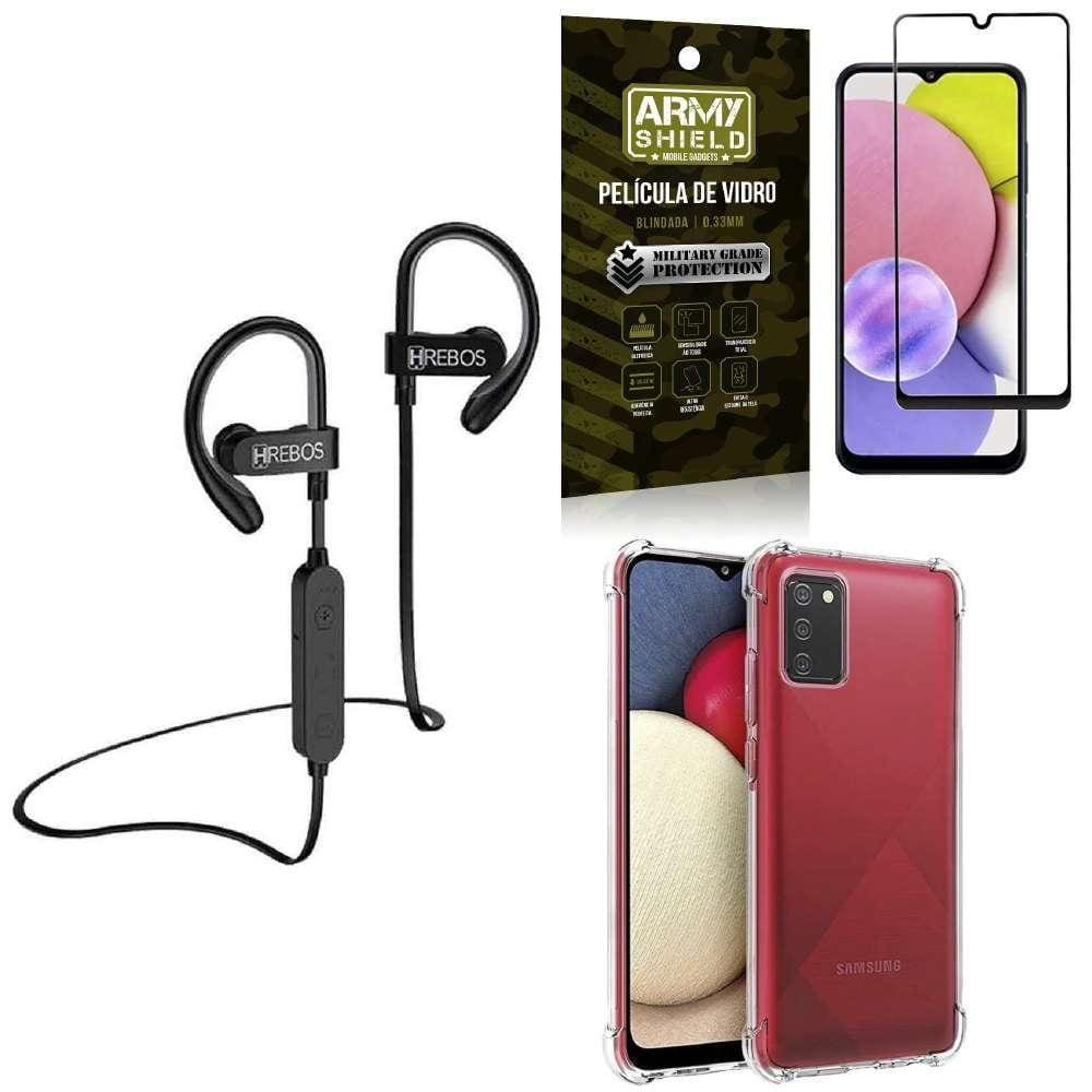 Capinha Samsung A03S + Fone Bluetooth Hs188 + Película 3D