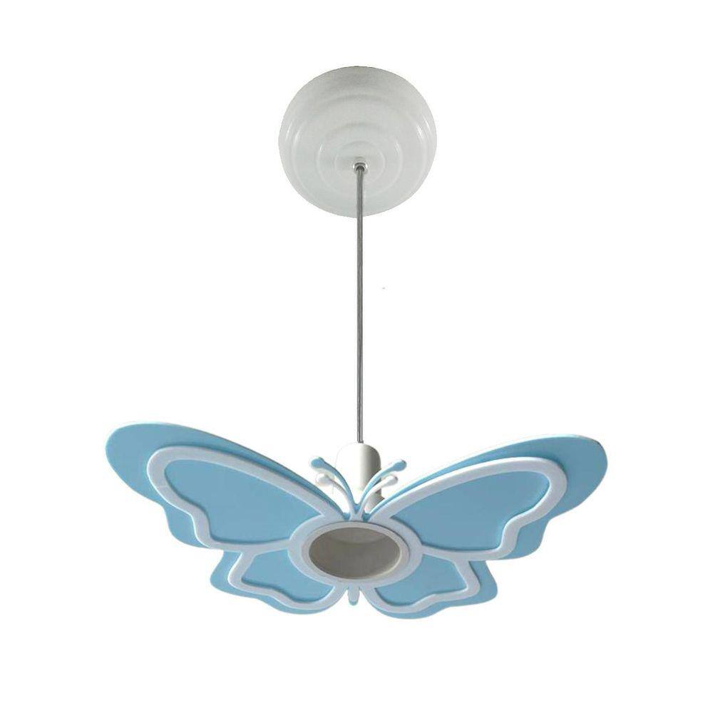 Luminária Pendente Borboleta Azul Quarto Infantil
