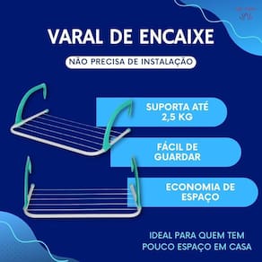 Varal Portátil Para Porta Janela Secador Roupa Pouco Espaço