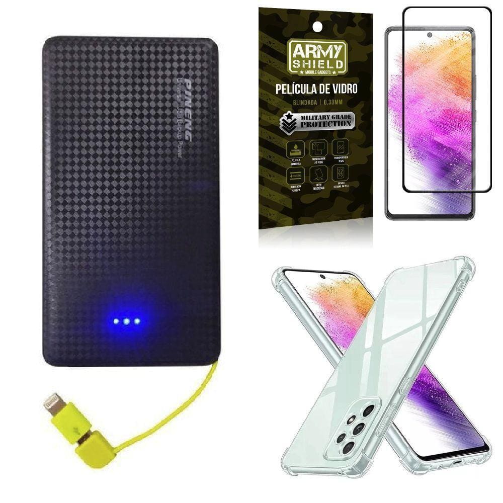 Kit Capa Samsung A73 5G +Carregador Portátil 5K +Película 3D