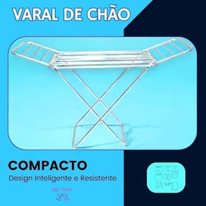 Varal De Chão Alumínio Abas Dobravel Retratil Prático 10kg