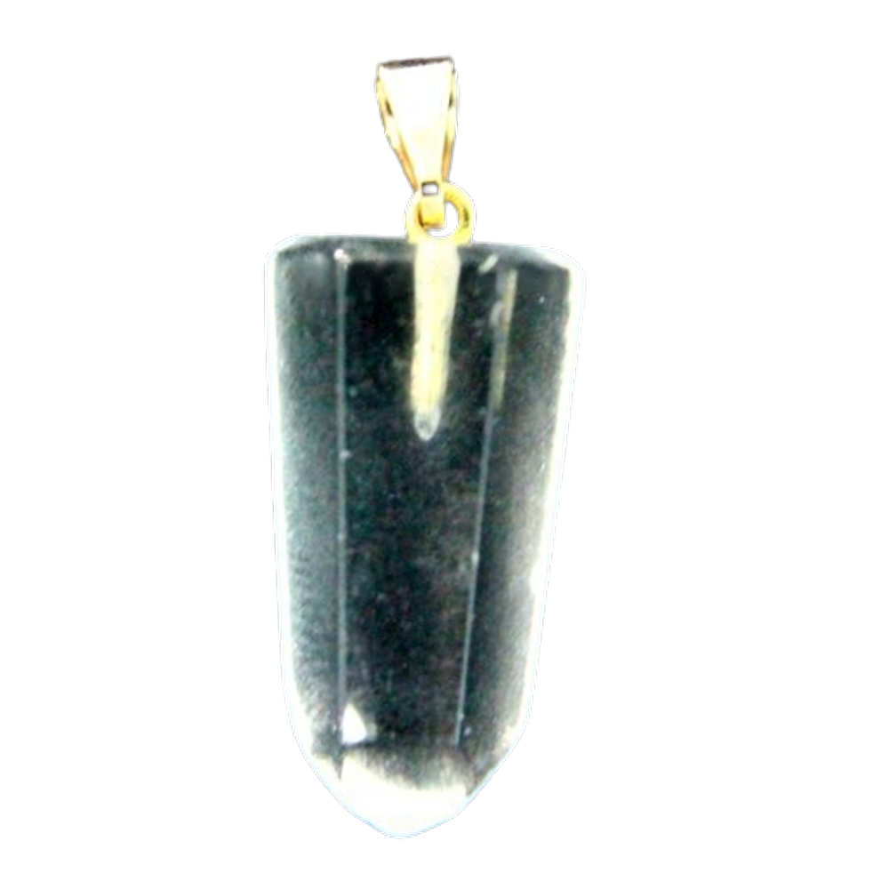 Colar Pontinha Pedra Cristal Presilha e Pino Dourado
