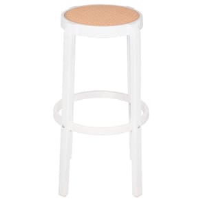 Banqueta Alta Fitz em Polipropileno Branco Assento Simulando Rattan