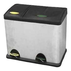 Lixeira Coleta Seletiva - Aço Inox - 26 Litros - Prateado