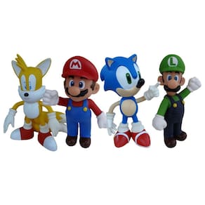 Sonic Tails Super Mario Luigi - 4 Bonecos Grandes