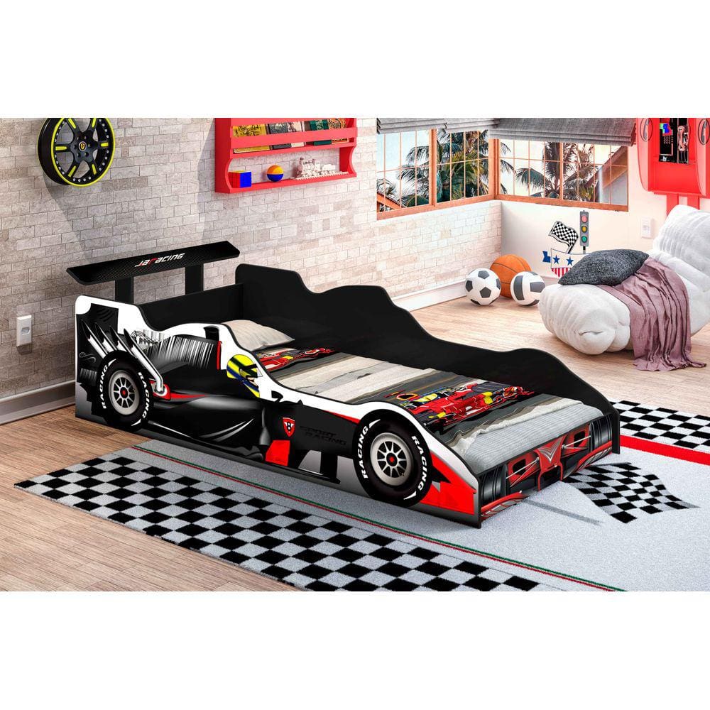 Cama Carro Solteiro Formula 1 Preto - Rede Móveis