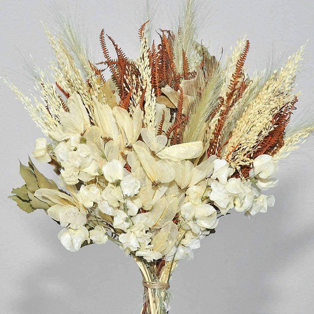 Buquê de flores naturais desidratadas branco decoração