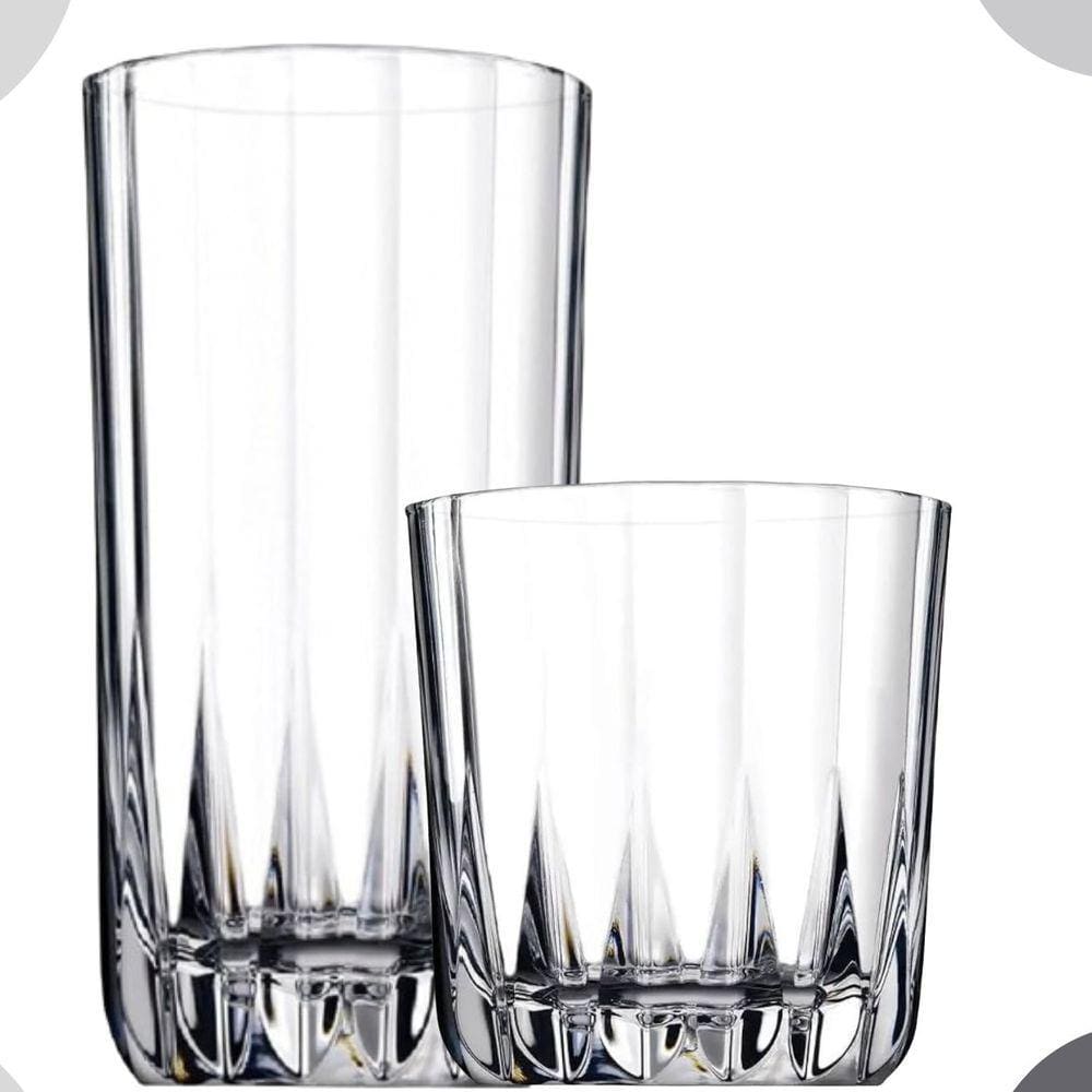 Jogo Copos Altos e Baixos de Vidro 300ml 12un Dara