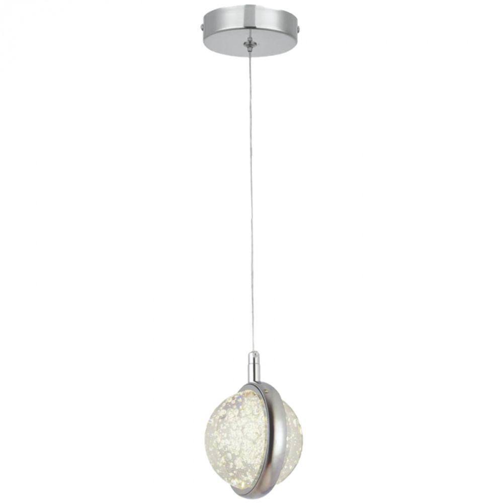 Pendente Vidro Cromado 7cm Led 5W 3200K Bivolt