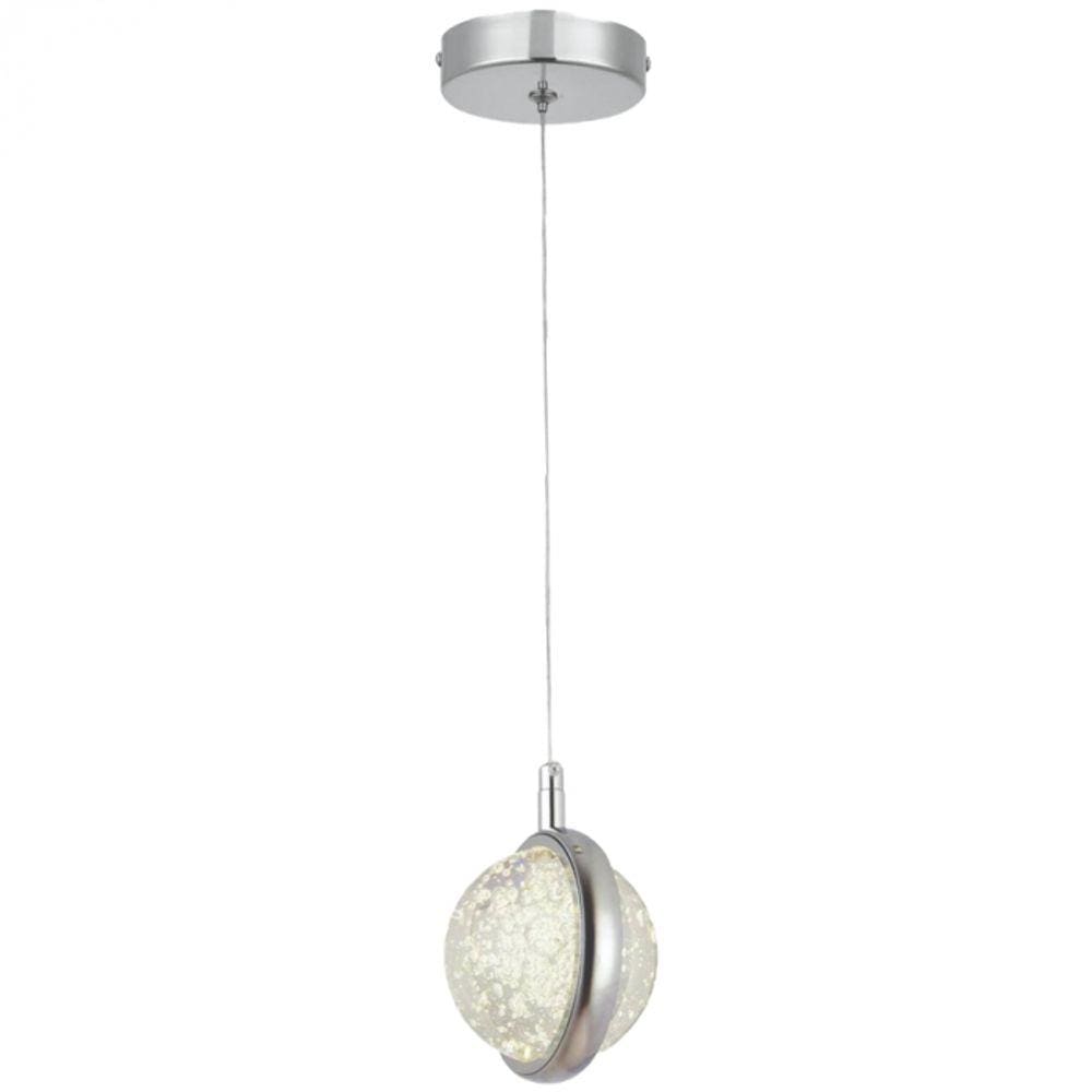 Pendente Vidro Cromado 9,5cm Led 7W 3200K Bivolt